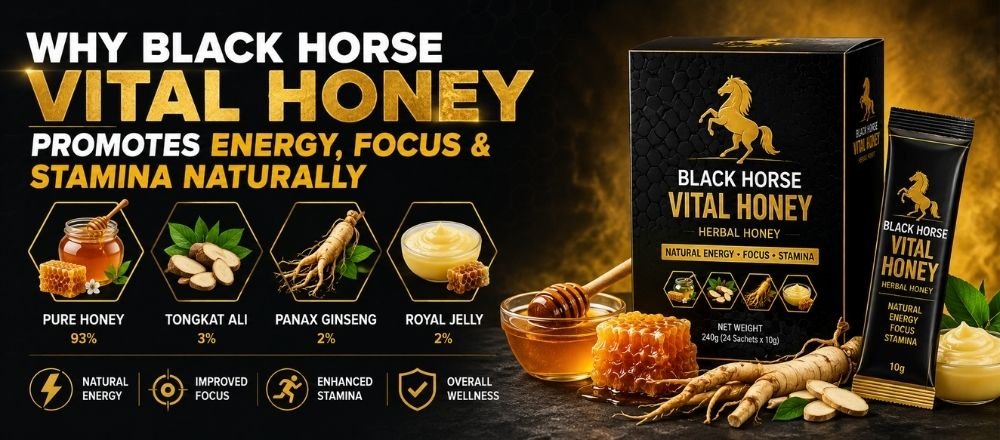 Why Black Horse Vital Honey Promotes Energy, Focus & Stamina Naturally 1 Premium herbal honey energy boost